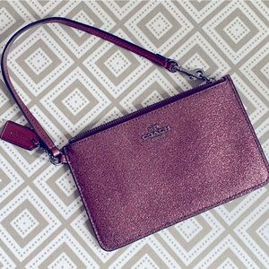 NWOT Dark purple sparkle coach wristlet